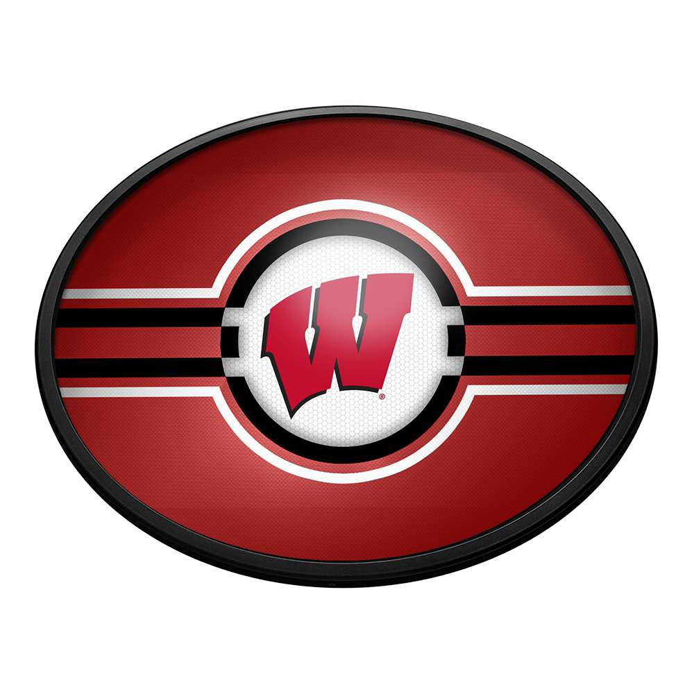 Wisconsin Badgers Oval Slimline Lighted Wall Sign - Red | The Fan-Brand | NCWISB-140-01A