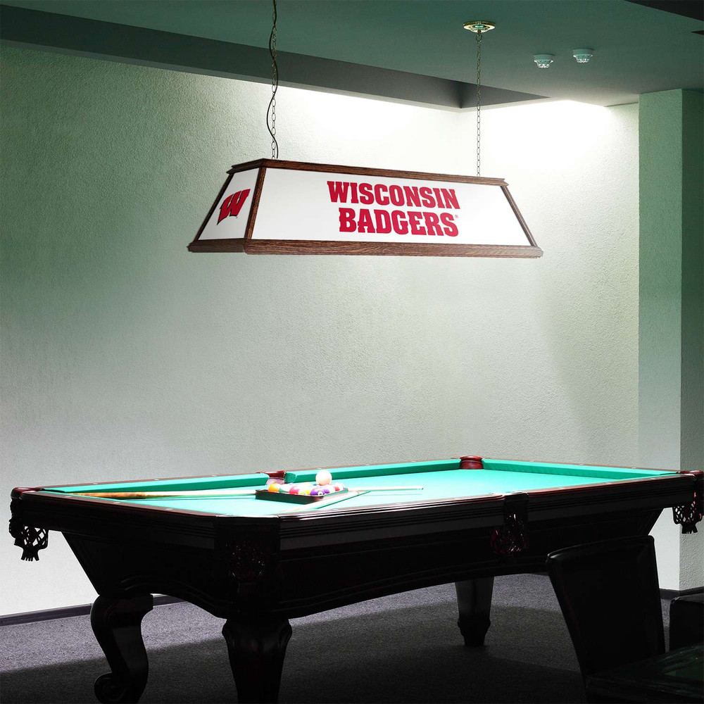 Wisconsin Badgers Premium Wood Pool Table Light - White