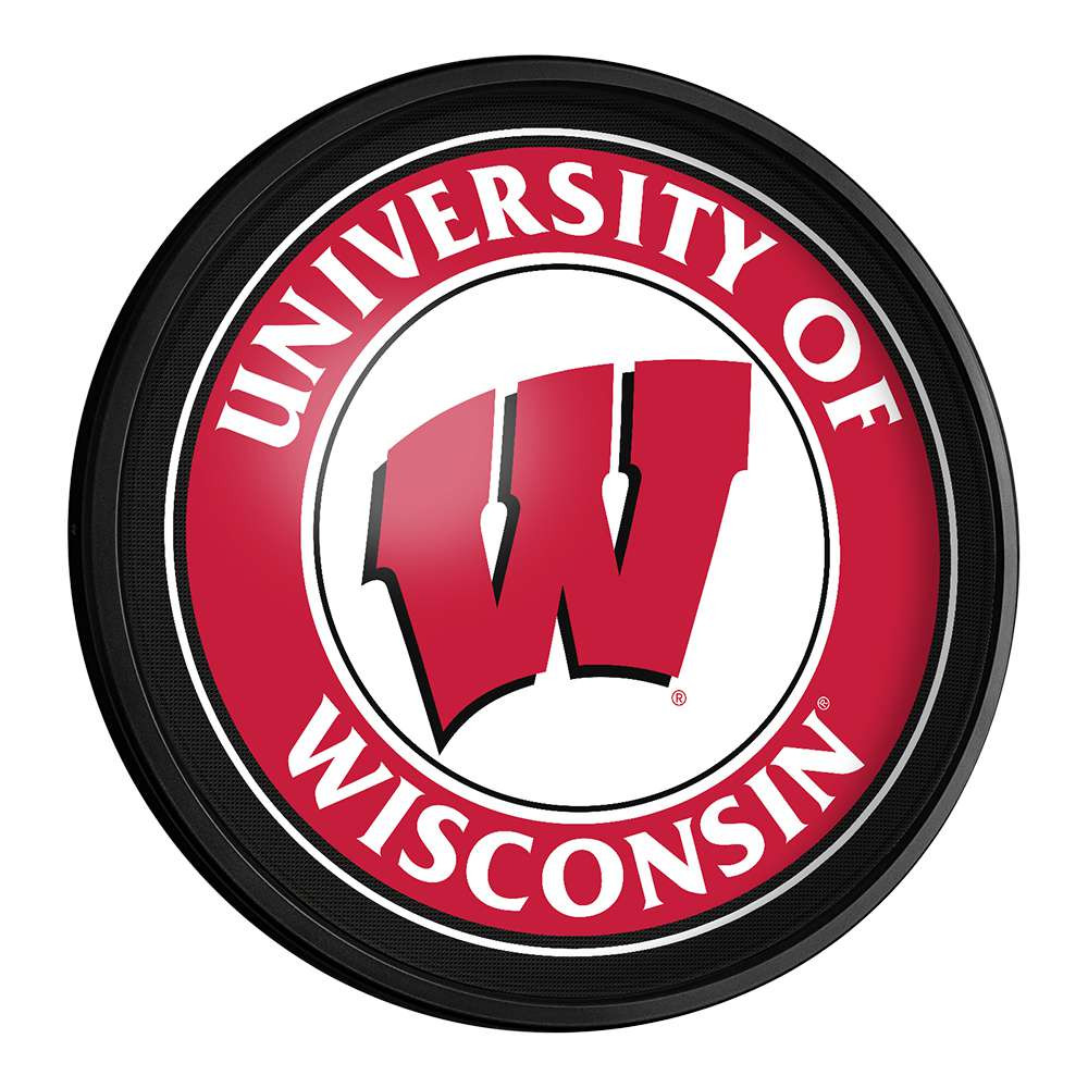 Wisconsin Badgers Round Slimline Lighted Wall Sign | The Fan-Brand | NCWISB-130-01