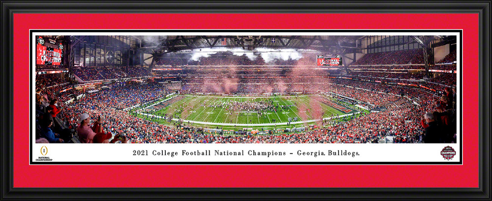 Georgia Bulldogs 2021 National Champions Panoramic Photo Deluxe Matted Frame | Blakeway | CFPC22UGAD