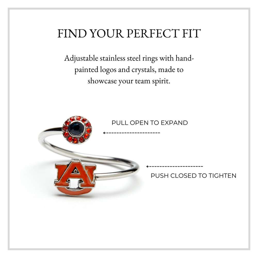 Auburn Tigers Red Stainless Steel Adjustable Ring | Stone Armory | AL-AU601