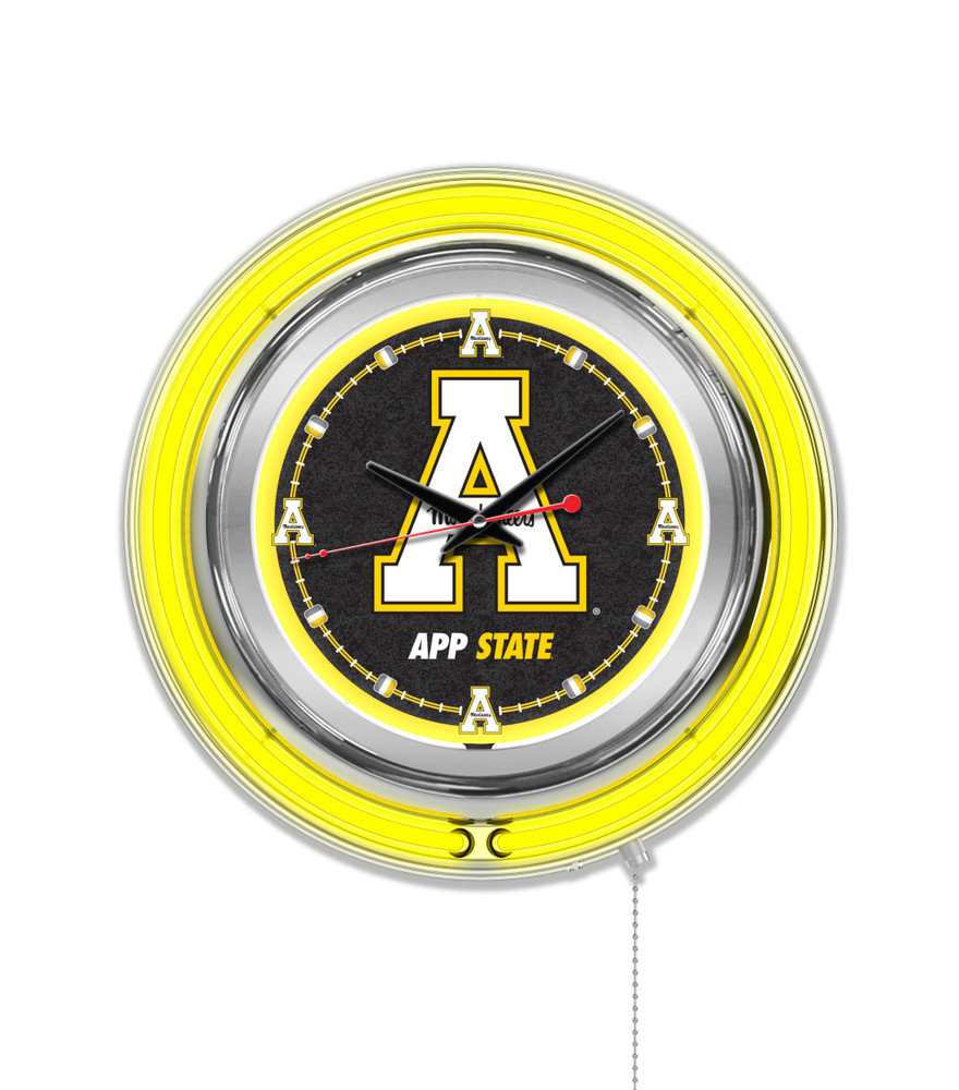 Appalachian State Mountaineers Double Neon Wall Clock A | Holland Bar Stool Co. | Clk15AppStU