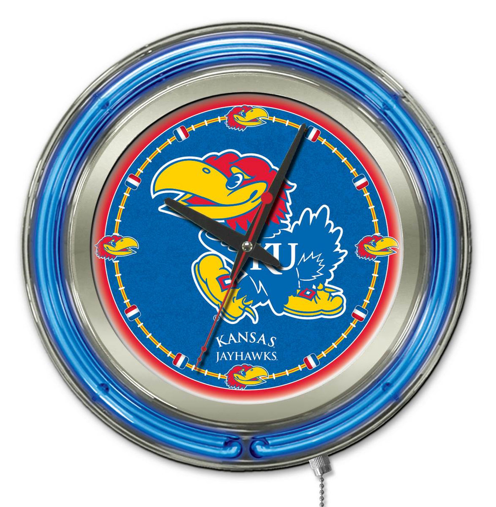 Kansas Jayhawks Double Neon Wall Clock | Holland Bar Stool Co. | Clk15KnsasU