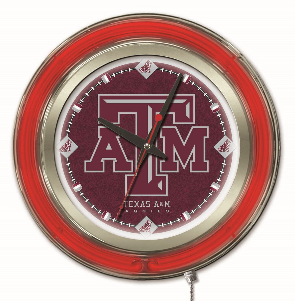 Texas A&M Aggies Double Neon Wall Clock | Holland Bar Stool Co. | Clk15TexA-M