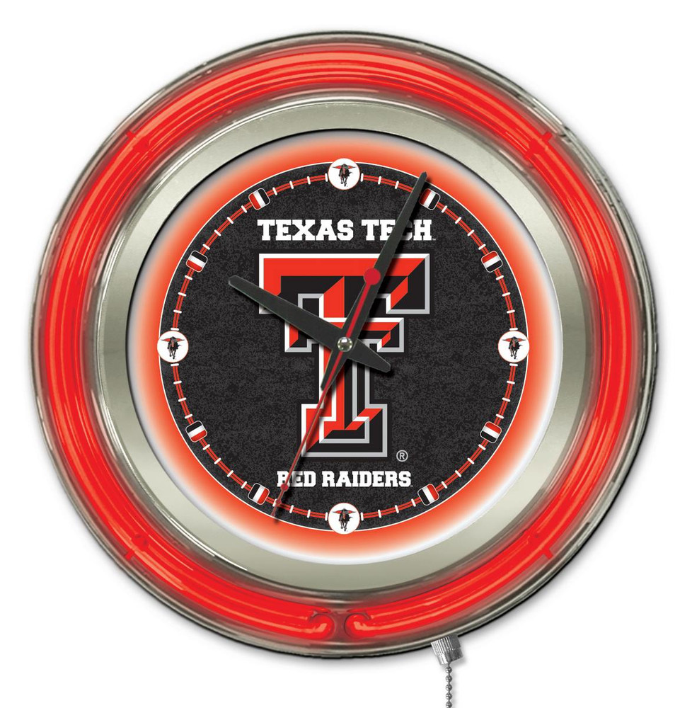 Texas Tech Red Raiders Double Neon Wall Clock | Holland Bar Stool Co. | Clk15TXTech