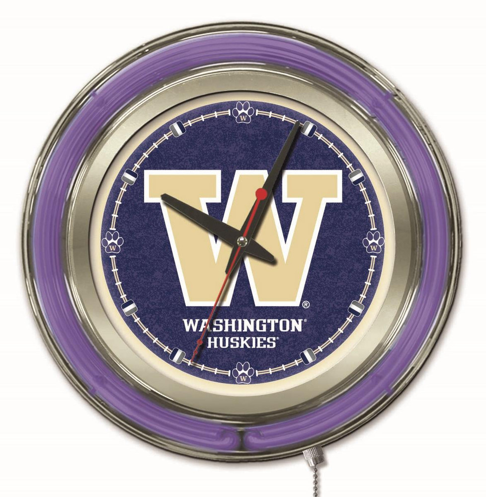Washington Huskies Double Neon Wall Clock | Holland Bar Stool Co. | Clk15WashUn