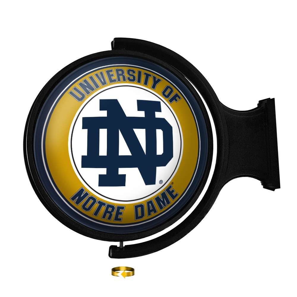 Notre Dame Fighting Irish: Original Round Rotating Lighted Wall Sign | The Fan-Brand | NCNTRD-115-01