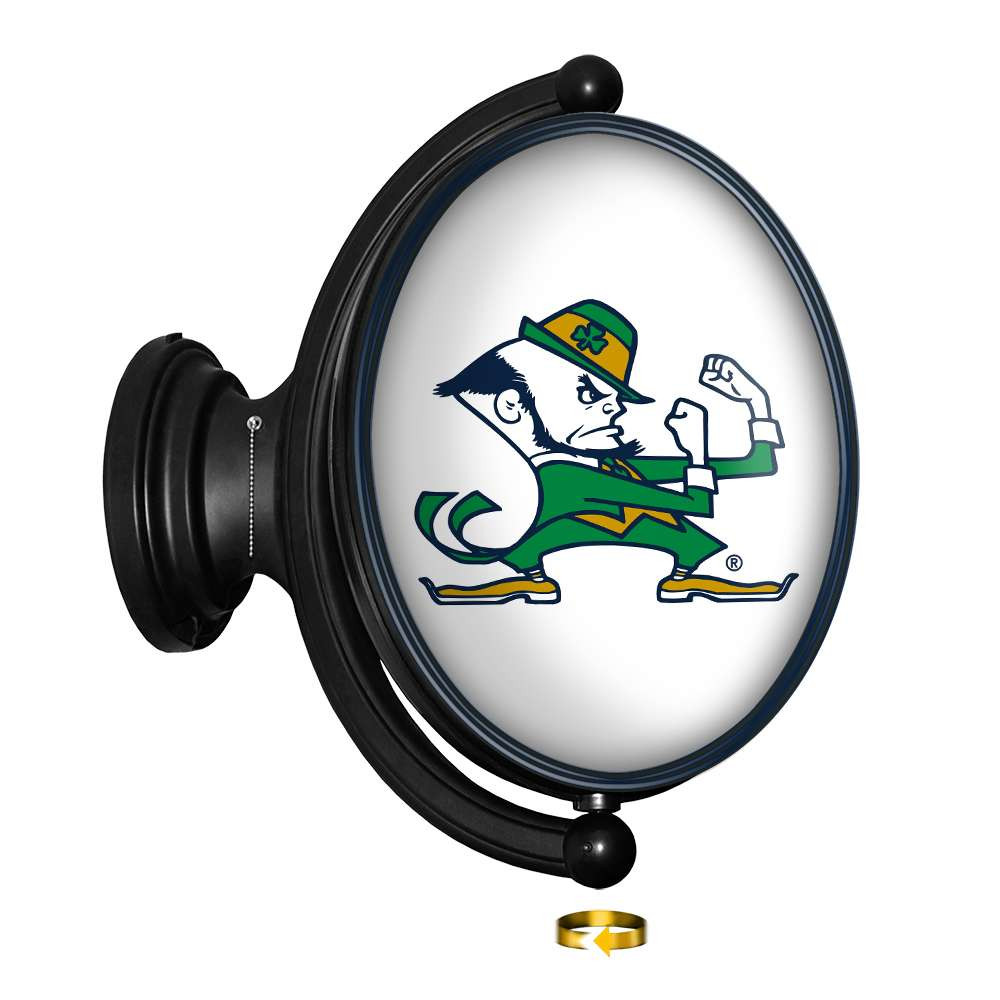 Notre Dame Fighting Irish: Leprechaun - Original Oval Rotating Lighted Wall Sign | The Fan-Brand | NCNTRD-125-02