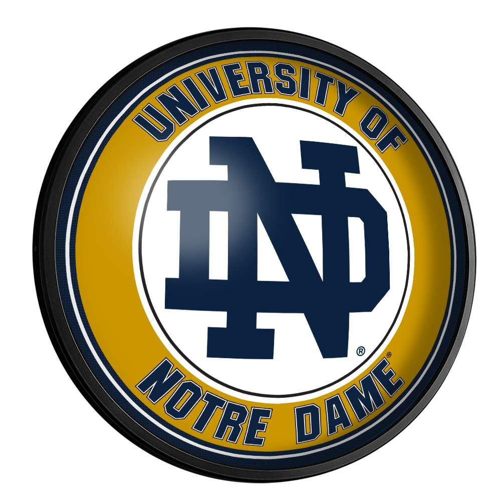 Notre Dame Fighting Irish: Round Slimline Lighted Wall Sign | The Fan-Brand | NCNTRD-130-01