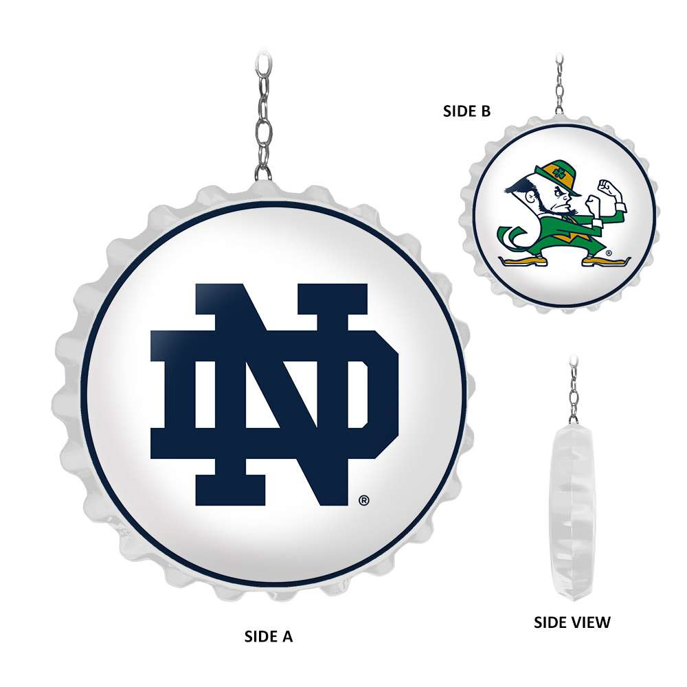 Notre Dame Fighting Irish: Double-Sided Bottle Cap Dangler - White | The Fan-Brand | NCNTRD-220-03B