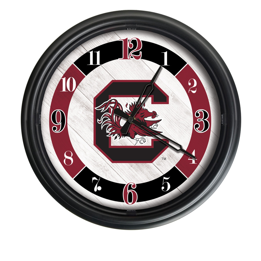 South Carolina Gamecocks Indoor/Outdoor LED Wall Clock | Holland Bar Stool Co. | ODClk14BK-08SouCar