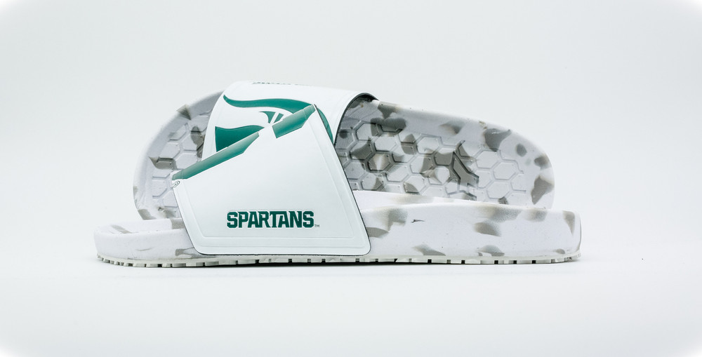 Michigan State Spartans Slydr Slide Sandals | Hype Co. |HCPRO.WHT.MSU