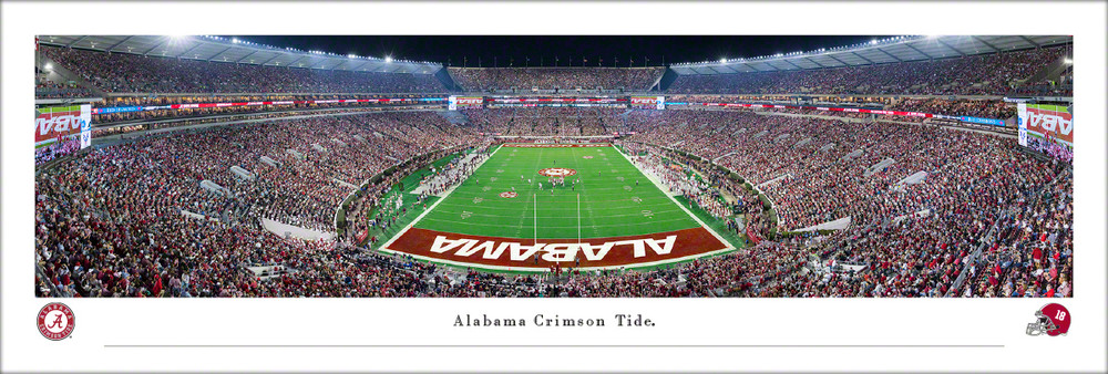 Alabama Crimson Tide Panorama Photo Print- Night Game| Blakeway | UAL11