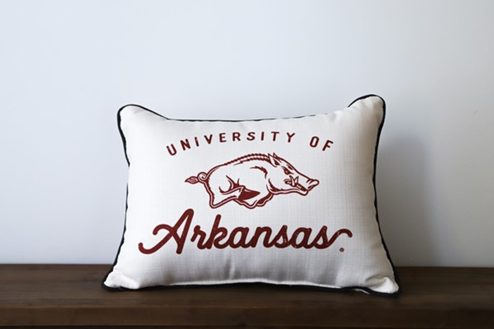 Arkansas Razorbacks Vintage Logo Pillow | Little Birdie | ARK0005AP