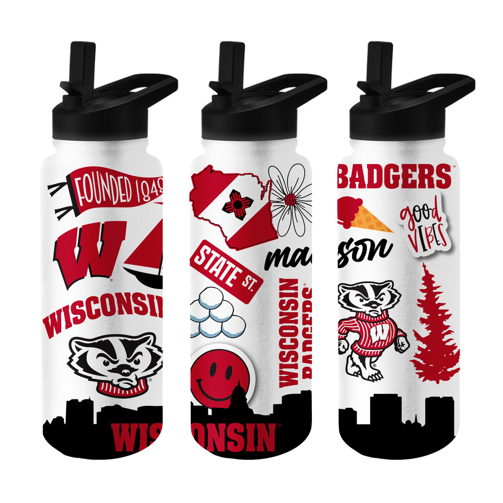 Wisconsin Badgers Native Quencher Bottle | Logo Brands | 244-S34QB-63