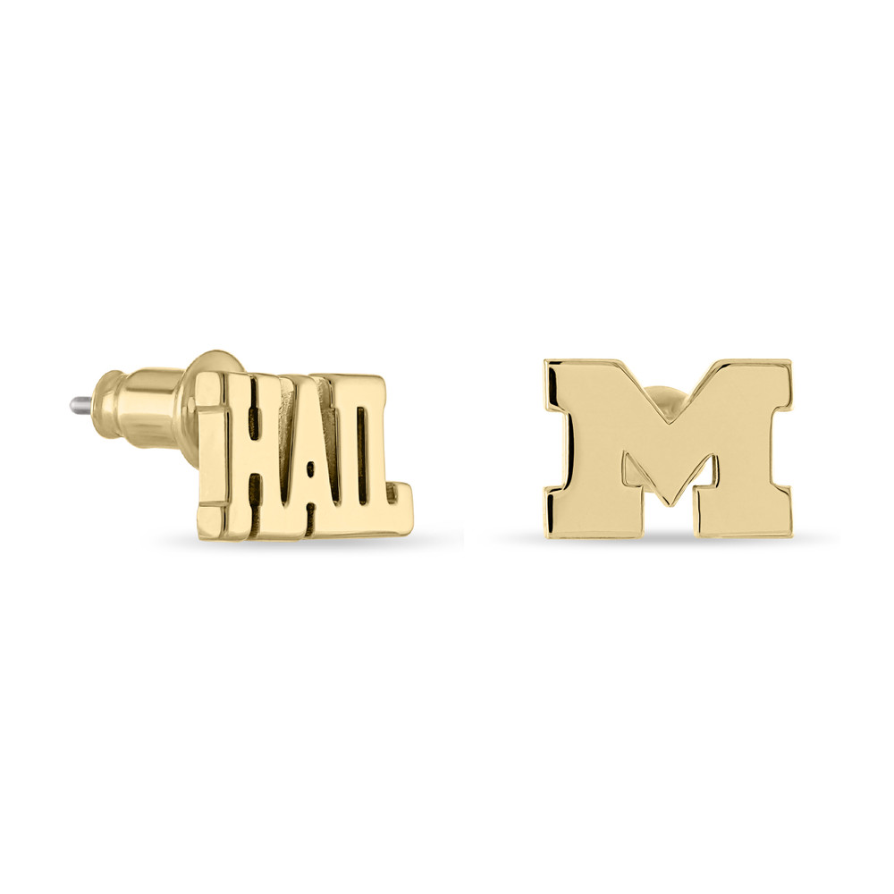 Michigan Wolverines Mix 'n Match Gold Plated Stud Earrings | Stone Armory | MI-UM313