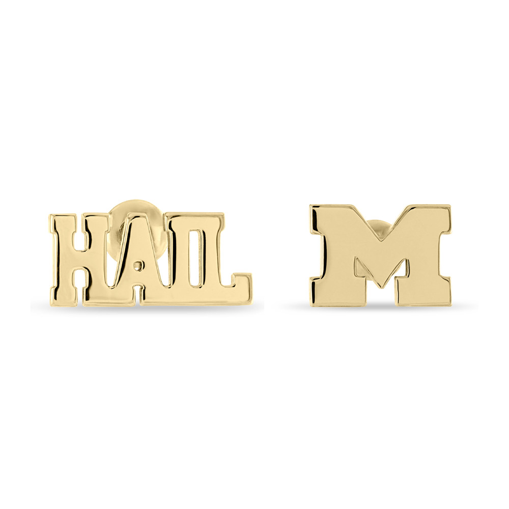 Michigan Wolverines Mix 'n Match Gold Plated Stud Earrings | Stone Armory | MI-UM313
