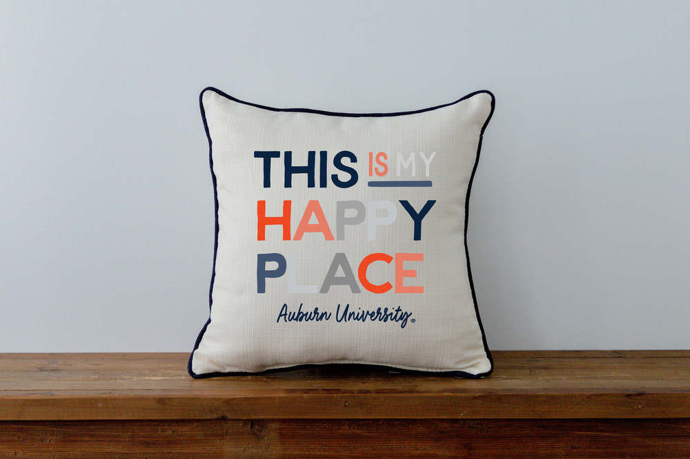 Auburn Tigers Happy Place Throw Pillow | Little Birdie | AU0025AP