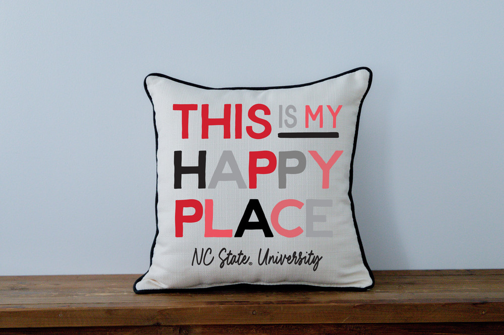 NC State Wolfpack Happy Place Throw Pillow | Little Birdie | NCSU0008AP