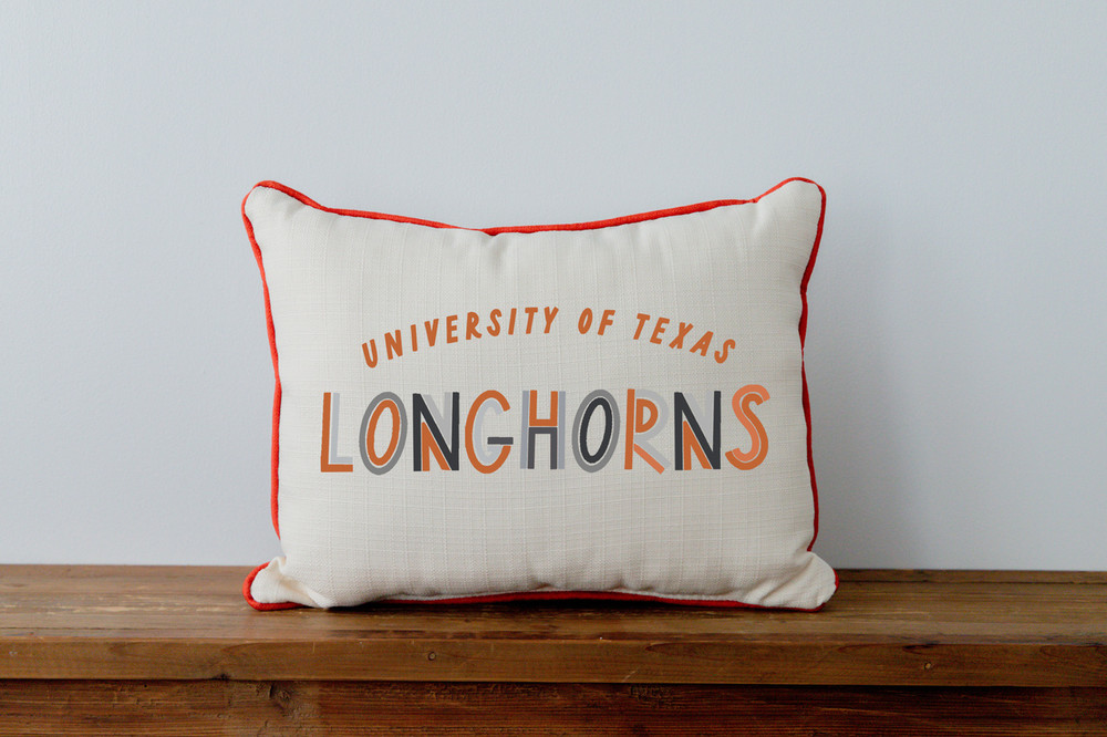 Texas Longhorns Poster Press Throw Pillow | Little Birdie | UT0027AP