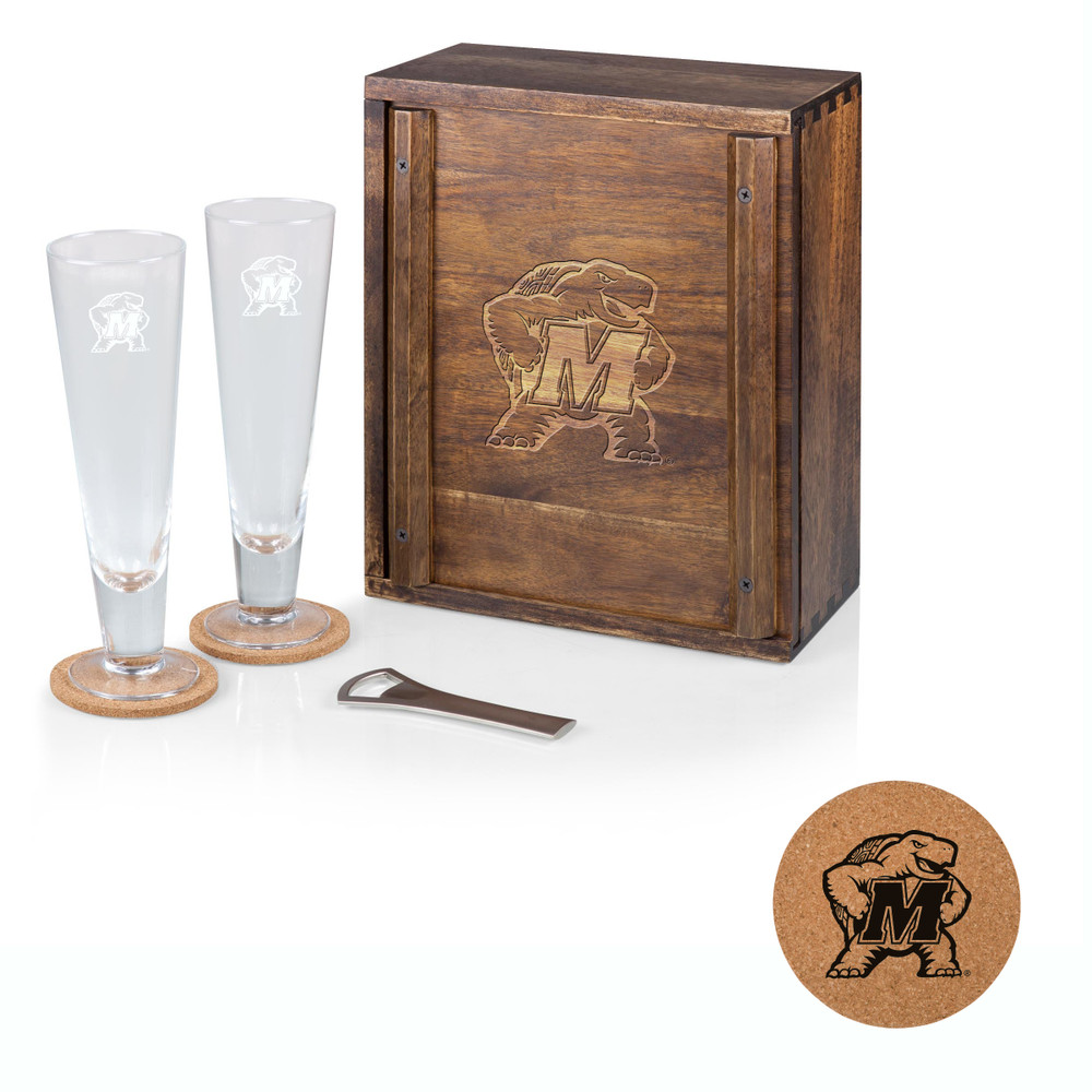 Maryland Terrapins Pilsner Beer Glass Gift Set | Picnic Time | 602-06-512-313-0
