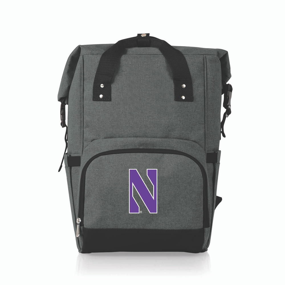 Northwestern Wildcats On The Go Roll-Top Cooler Backpack | Picnic Time | 616-00-105-436-0