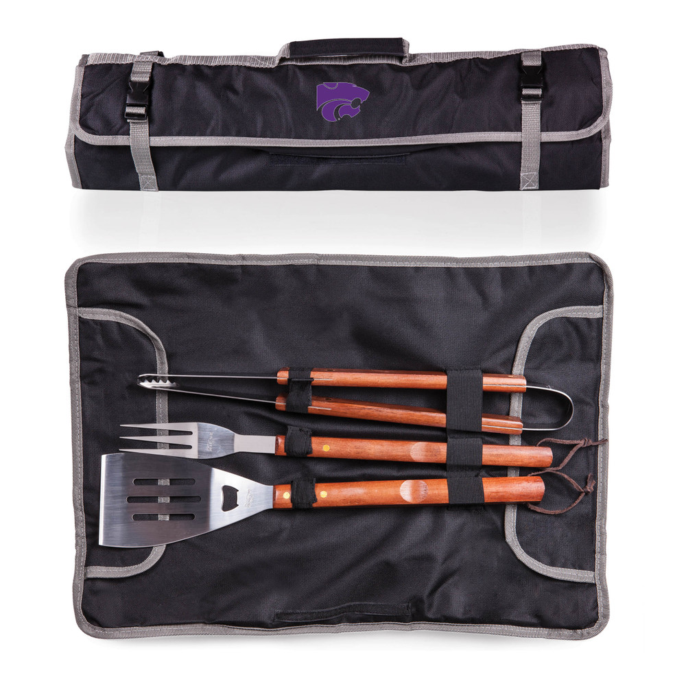 Kansas State Wildcats 3-Piece BBQ Tote & Grill Set | Picnic Time | 749-03-175-254-0