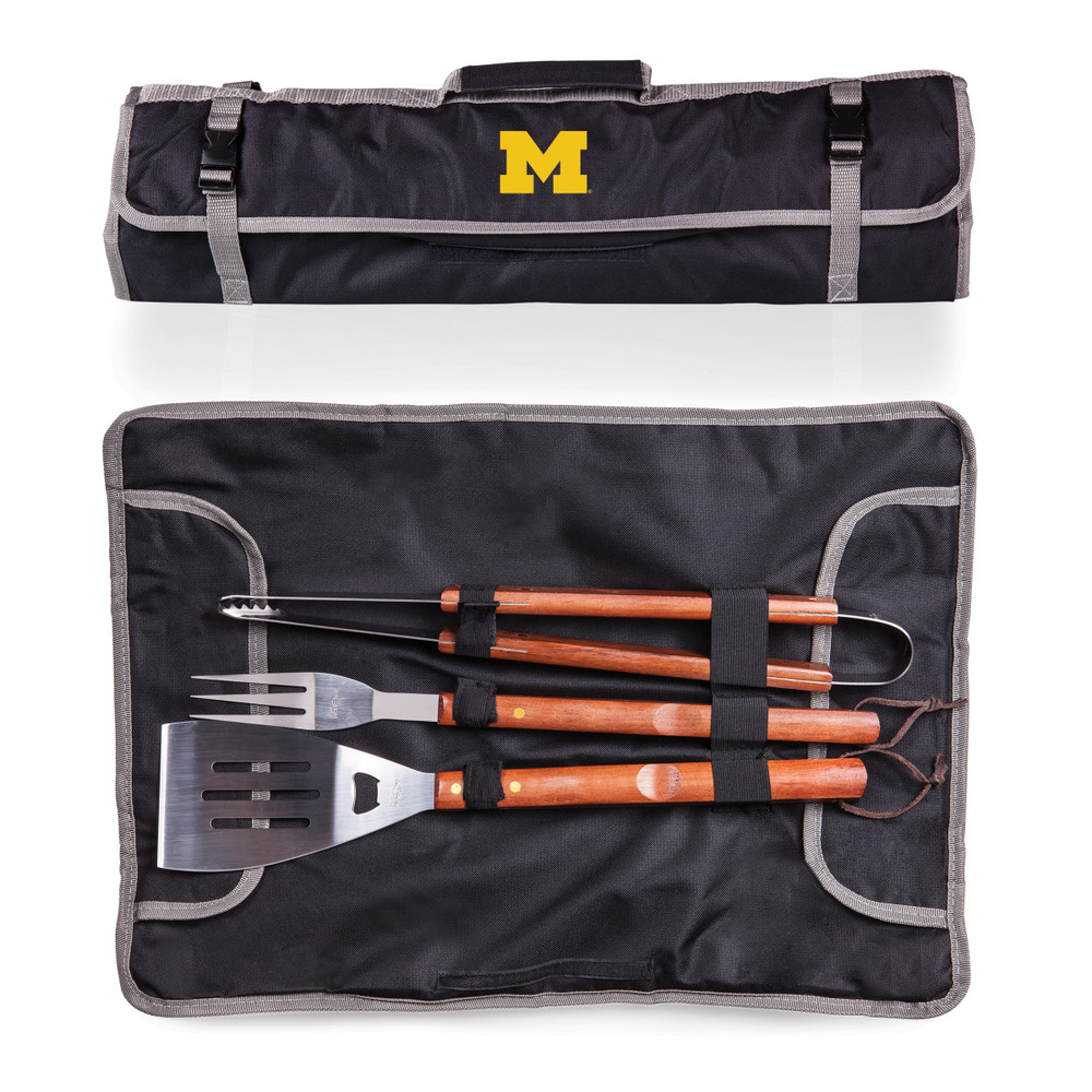 Michigan Wolverines 3-Piece BBQ Tote & Grill Set | Picnic Time | 749-03-175-344-0