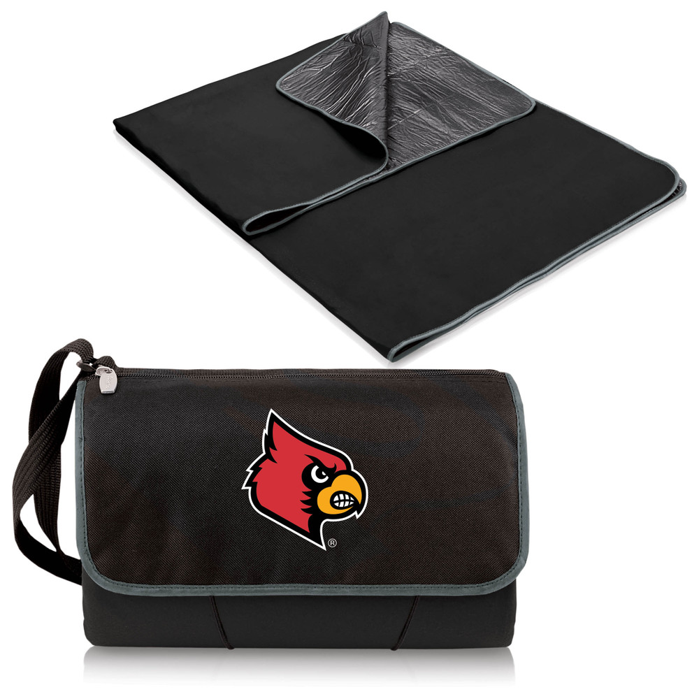 Louisville Cardinals Outdoor Picnic Blanket and Tote - Black | Picnic Time | 820-00-175-304-0