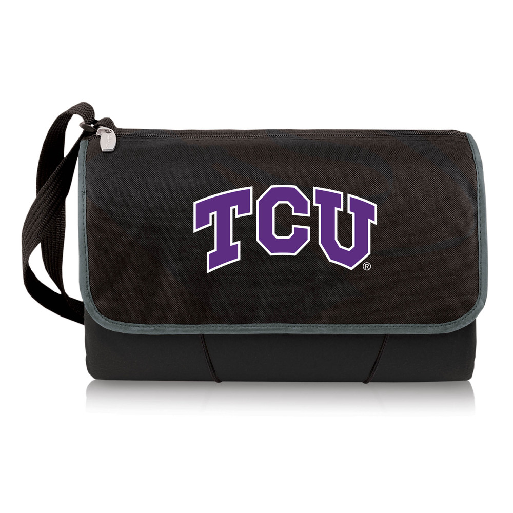 TCU Horned Frogs Outdoor Picnic Blanket and Tote - Black | Picnic Time | 820-00-175-844-0