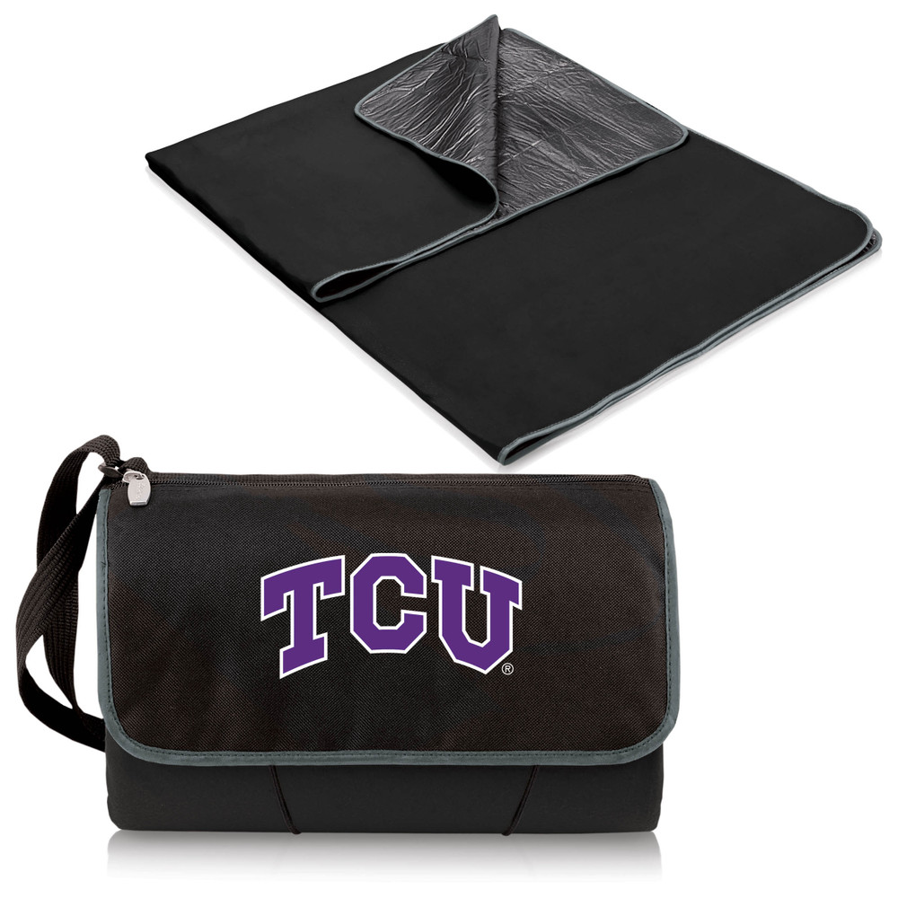 TCU Horned Frogs Outdoor Picnic Blanket and Tote - Black | Picnic Time | 820-00-175-844-0