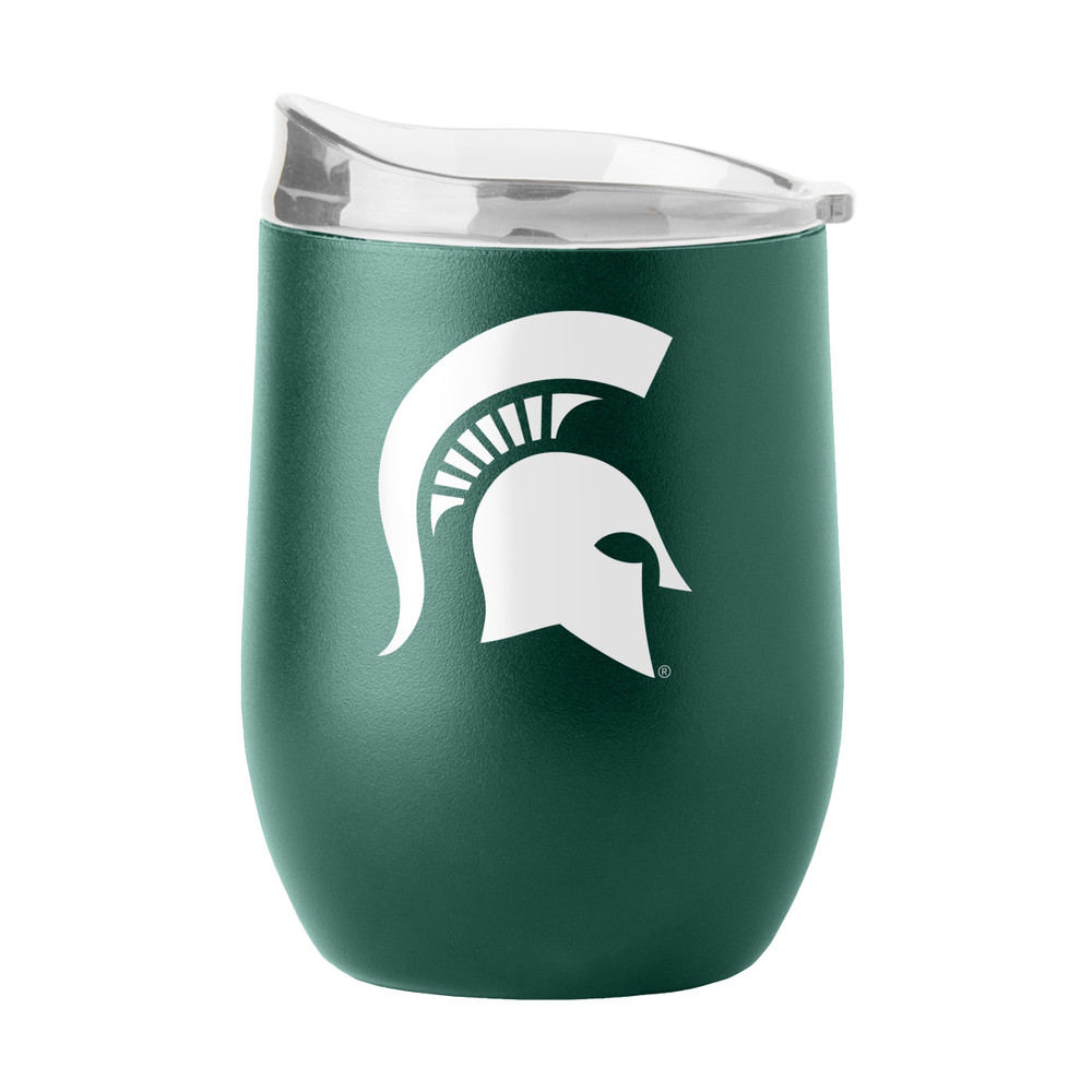 Michigan State Spartans 16 oz. Flipside Powder Coat Curved Beverage Tumbler | Logo Brands | LGC172-S16PB-34