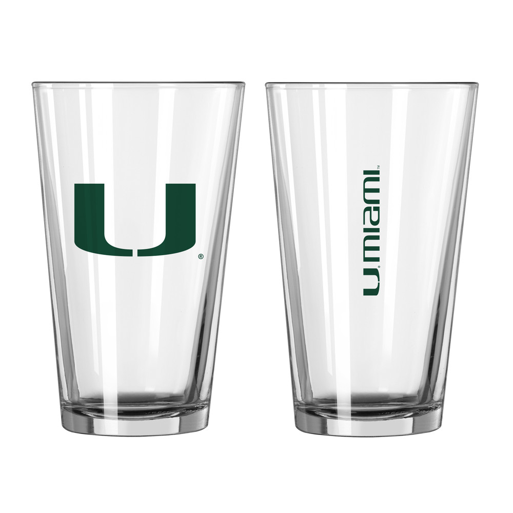 Miami Hurricanes Gameday Pint Glass - Set of 2| Logo Brands |169-G16P-1