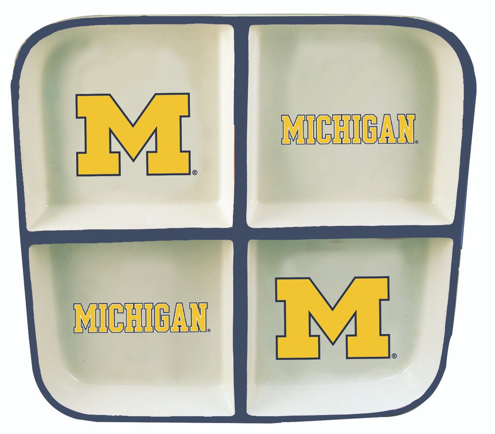 Michigan Wolverines 4 Section Square Tray  | Memory Company | COL-MH-2408