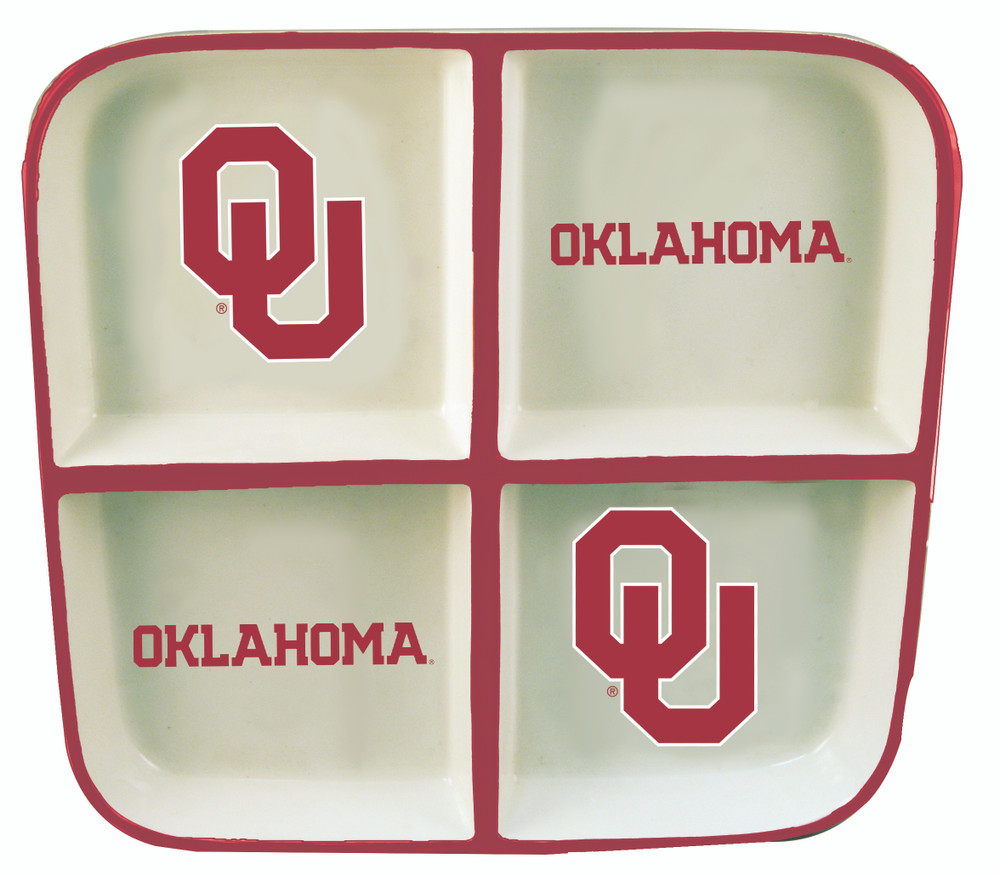 Oklahoma Sooners 4 Section Square Tray  | Memory Company | COL-OK-2408