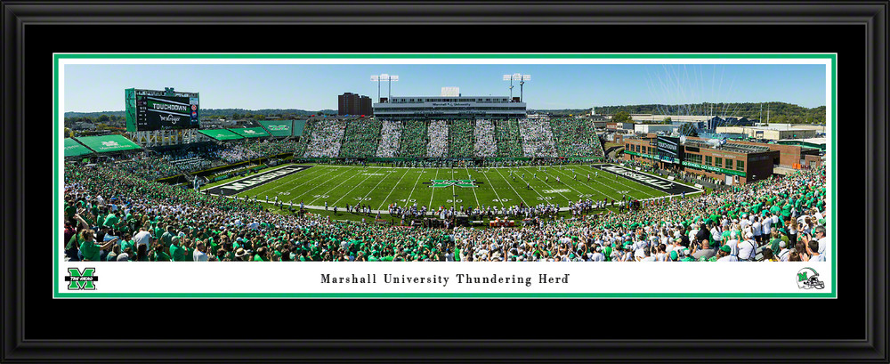 Marshall Thundering Herd Panoramic Photo Deluxe Matted Frame - Football | Blakeway | MARU4D