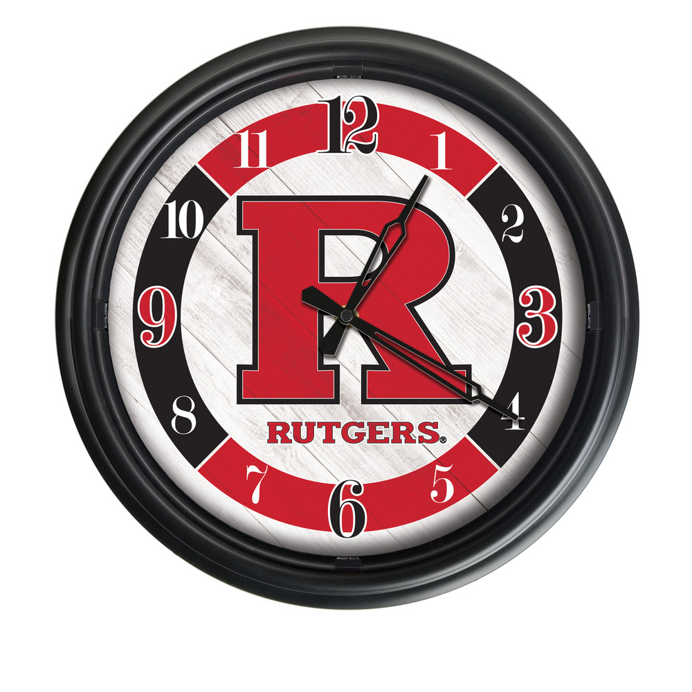 Rutgers Scarlet Knights  Indoor/Outdoor LED Wall Clock | Holland Bar Stool Co. | ODClk14BK-08Rutger