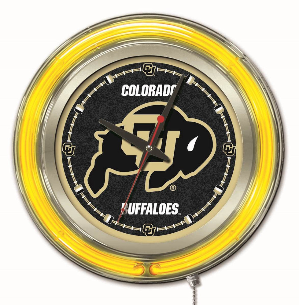 Colorado Buffaloes Double Neon Wall Clock| Holland Bar Stool Co. | Clk15ColoUn