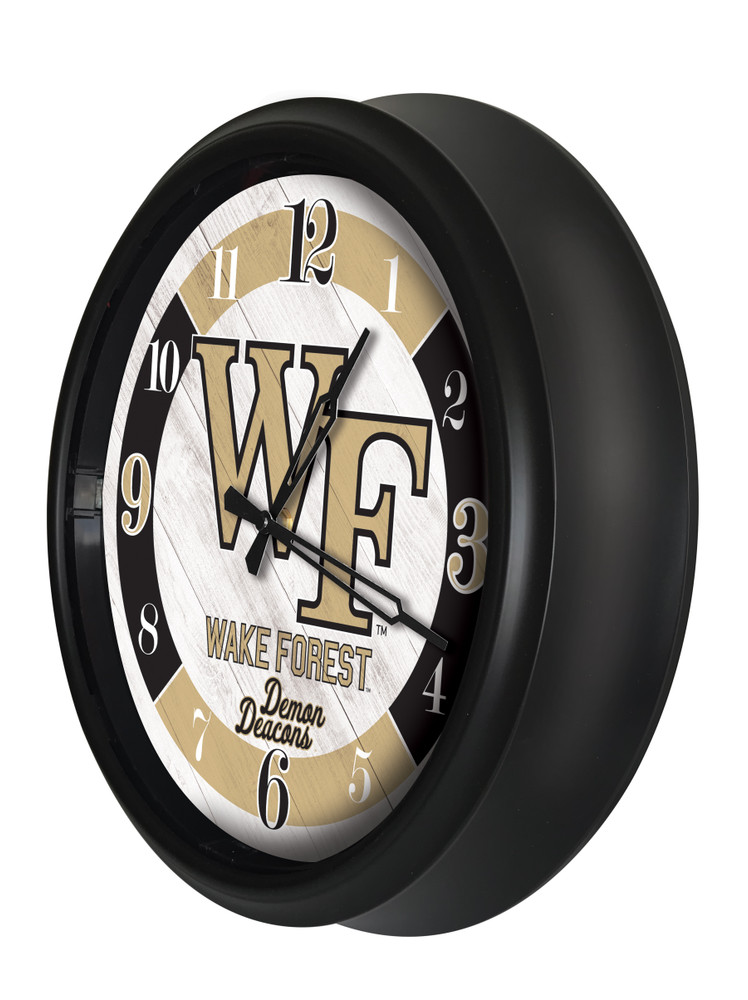 Wake Forest Demon Deacons Indoor/Outdoor LED Wall Clock | Holland Bar Stool Co. | ODClk14BK--08WakeFr