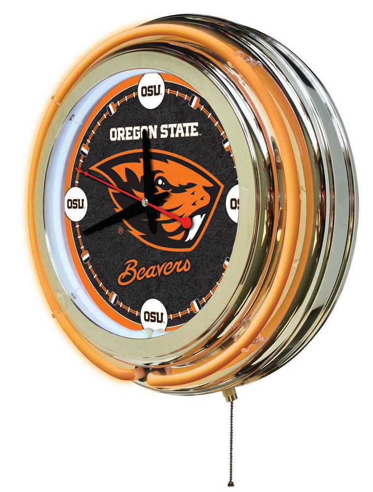 Oregon State Beavers Double Neon Wall Clock  | Holland Bar Stool Co. | Clk15OregSt