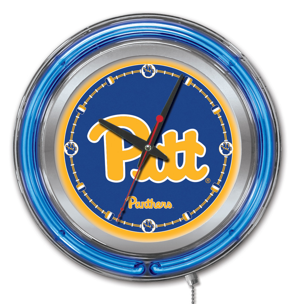 Pittsburgh Panthers Double Neon Wall Clock | Holland Bar Stool Co. | Clk15Pittsb