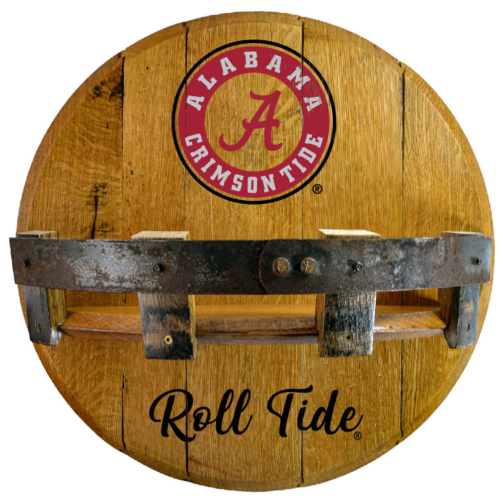 Alabama Crimson Tide Oak Barrel Shelf | Greenstones | BTS-ALA-01