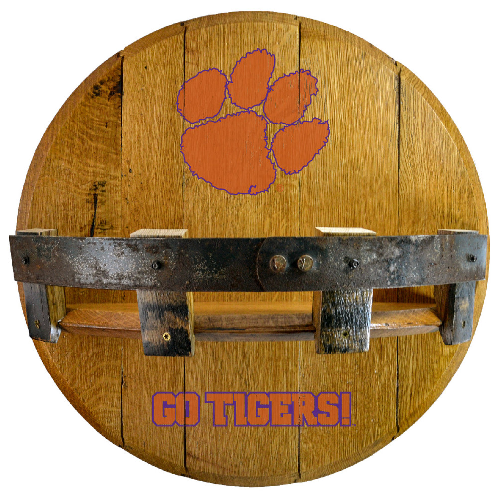 Clemson Tigers Oak Barrel Shelf | Greenstones | BTS-CLEM-01