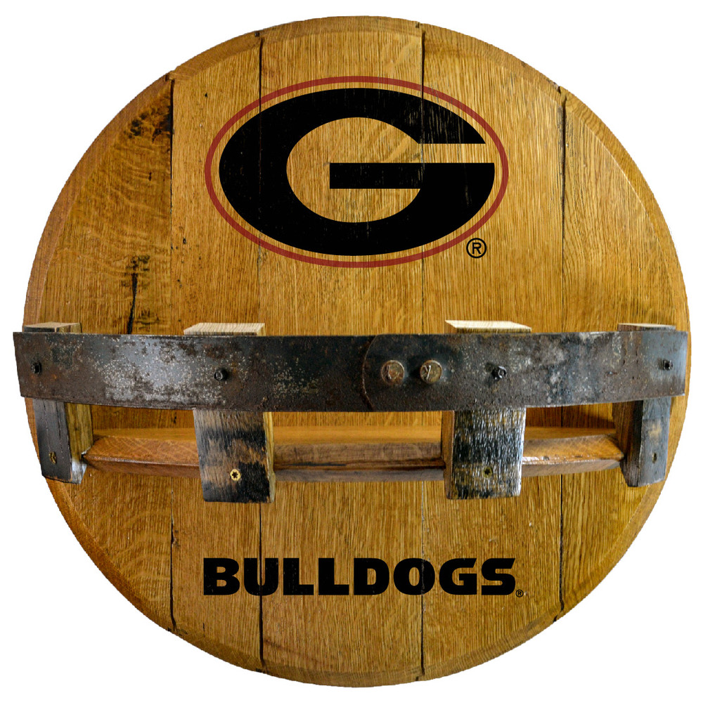 Georgia Bulldogs Oak Barrel Shelf | Greenstones | BTS-GA-01