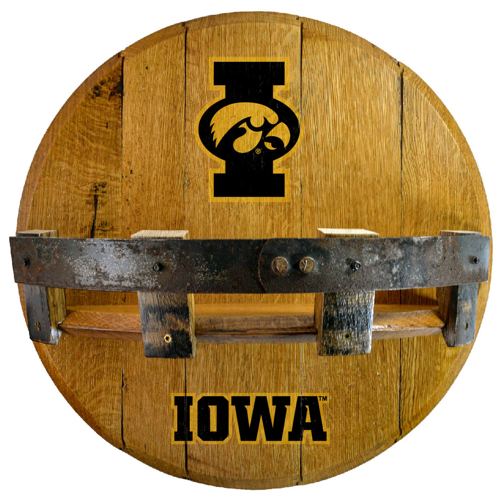 Iowa Hawkeyes Oak Barrel Shelf | Greenstones | BTS-IA-01