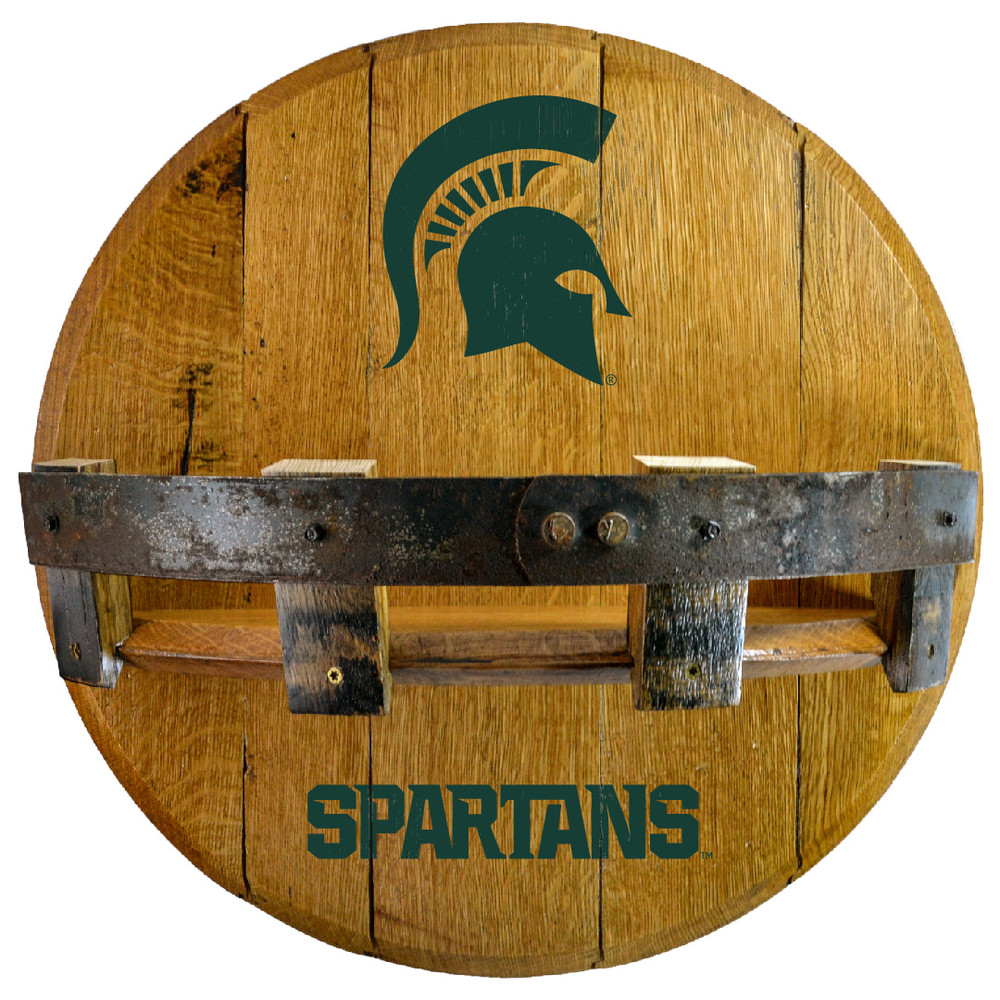 Michigan State Spartans Oak Barrel Shelf | Greenstones | BTS-MICHST-01