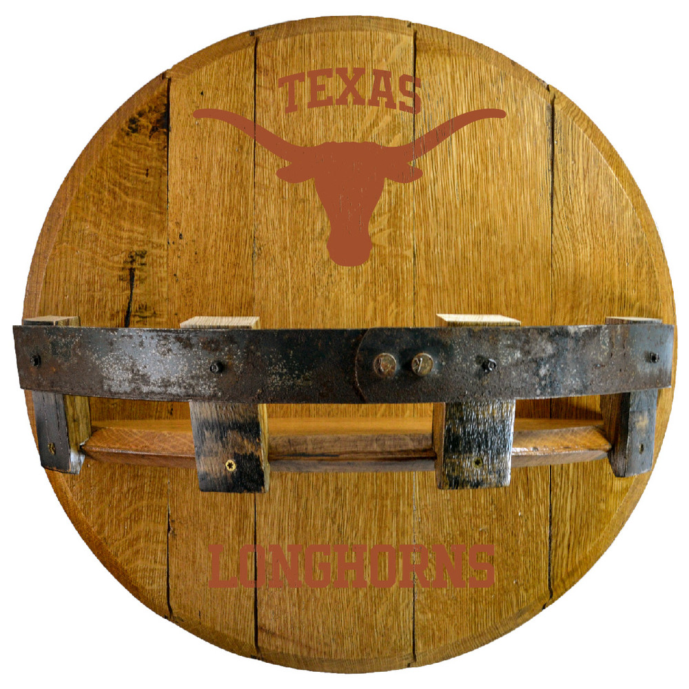 Texas Longhorns Oak Barrel Shelf | Greenstones | BTS-TXLONGHORN-01