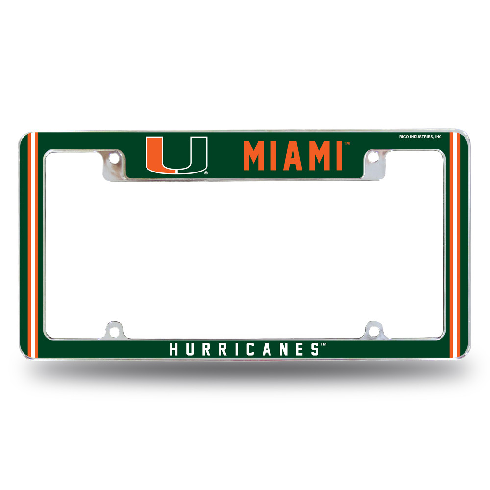 Miami Hurricanes Classic Chrome License Plate Frame | Rico Industries | AFC100310T