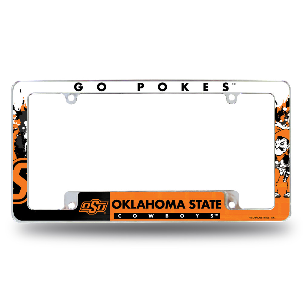 Oklahoma State Cowboys Primary Chrome License Plate Frame | Rico Industries | AFC230002B