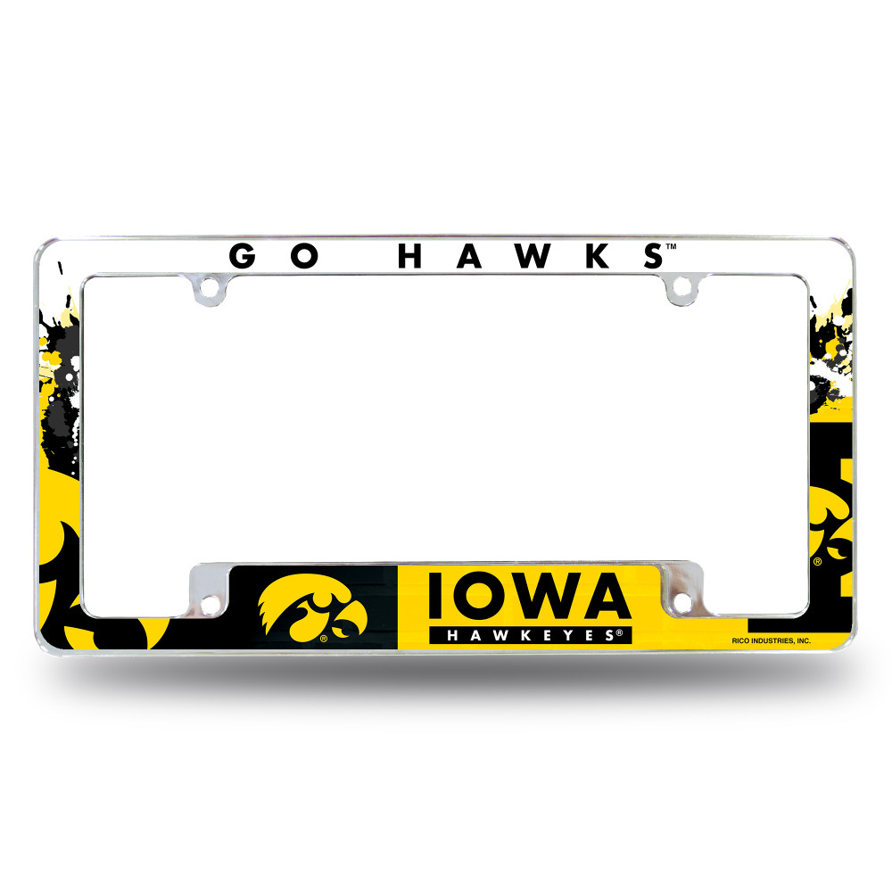 Iowa Hawkeyes Primary Chrome License Plate Frame | Rico Industries | AFC250101B